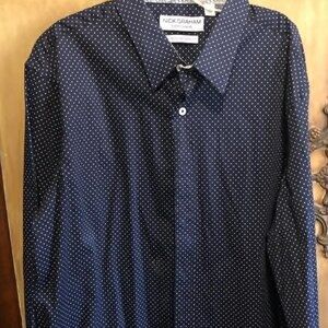 Nick Graham Stretch Modern Fit Shirt Men's Long Sleeve Flip Cuffs Sz XXL 2XL